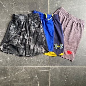 Nike & Under Armour boys’ shorts lot of 3. Gently used. YXS / size 7.
